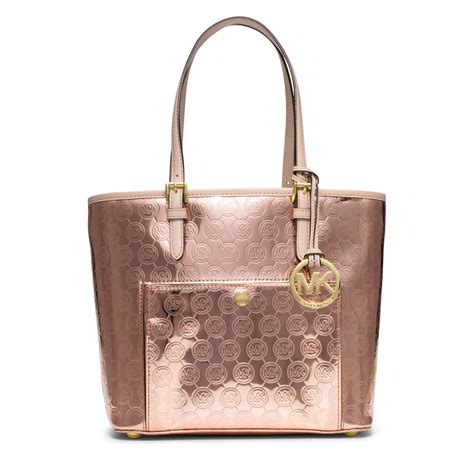 michael kors rose gold tote bag